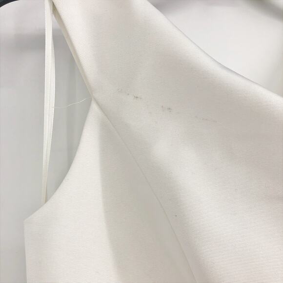 AMSALE Faille Cocktail Dress 18 Silk White Off Shoulder Sheath Knee Length - Picture 4 of 13